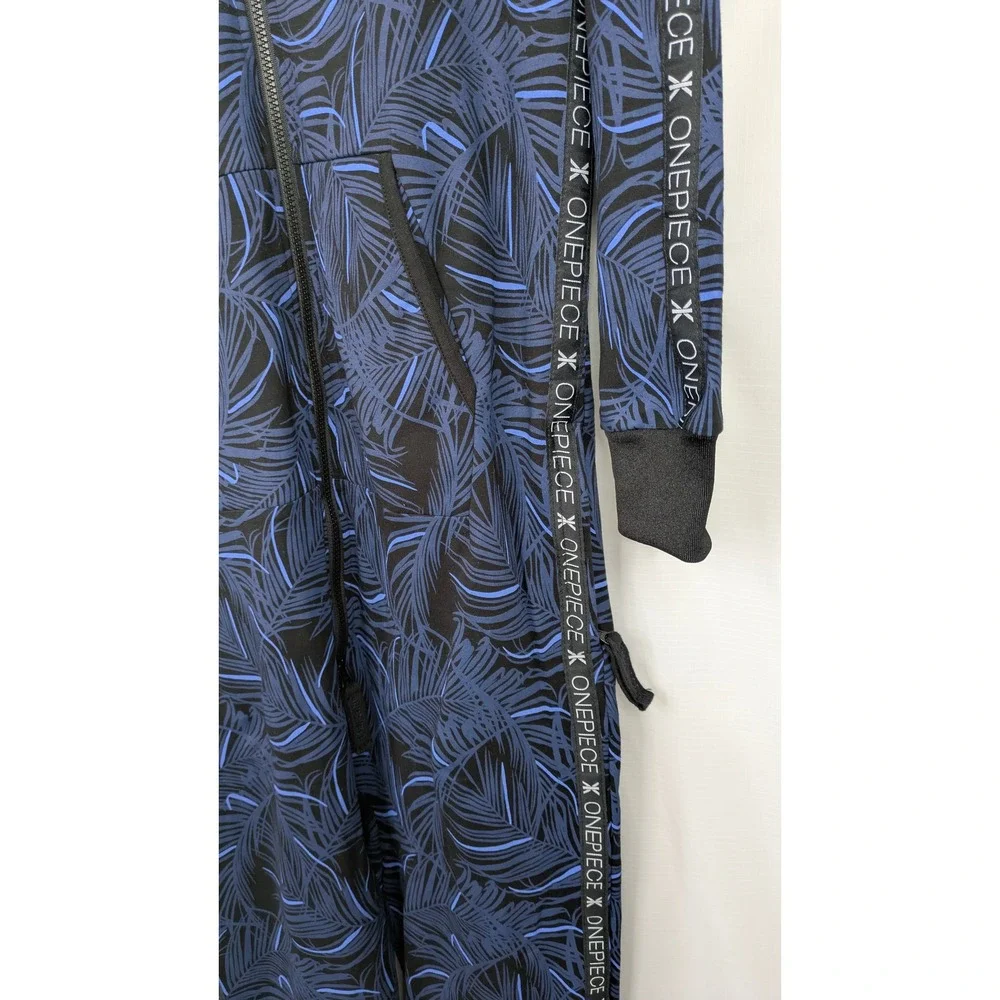 OnePiece Norwegian Original Jumpsuit Medium Blue Leaf Hooded Zip One Piece - Picture 12 of 16